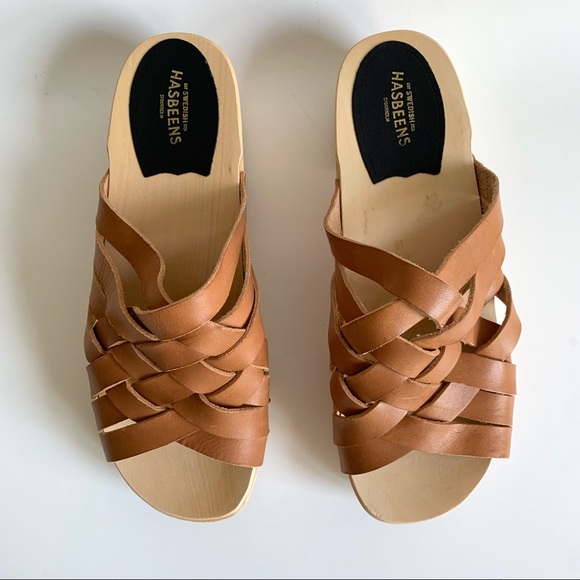 Swedish Hasbeens Britta Woven Leather upper Clog sandals - Picture 4 of 15